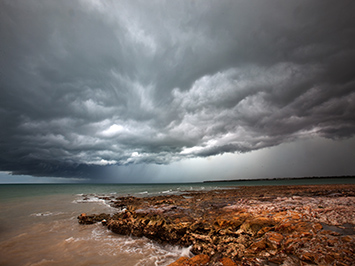 A storm brews over Darwin Harbour