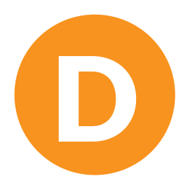 A orange icon with the capital letter D in the centre.