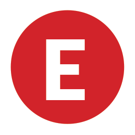 A red icon with the capital letter E in the centre.