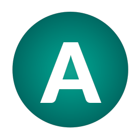 A dark green icon with the capital letter A in the centre.