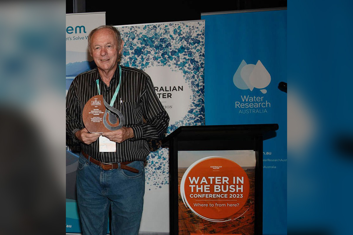 Steven Tickell winner of the Water Professional of the Year Award, presented by the Australian Water Association October 2023.